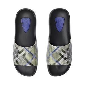 BNWT Burberry Archive Check Men's Sandals Slides In Lichen Grey Size 41 US 8